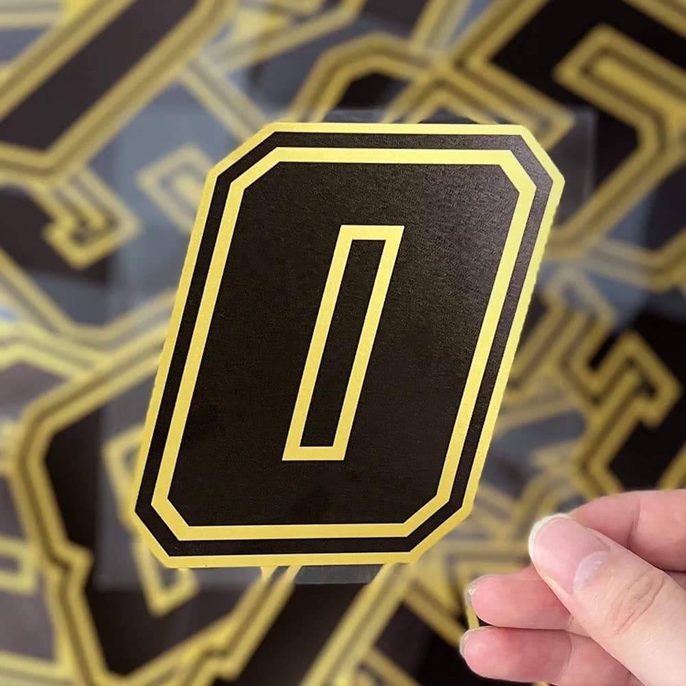 1PC self-adhesive vinyl sticker with golden Arabic numerals for motorcycle, scooter, front fairing, fuel tank, helmet, bike
