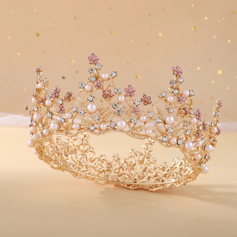 KMVEXO Barocco Rosa Nero Cristallo Strass Corona rotonda Tiara Gioielli per capelli Accessori per capelli da sposa Corone da sposa per feste regina