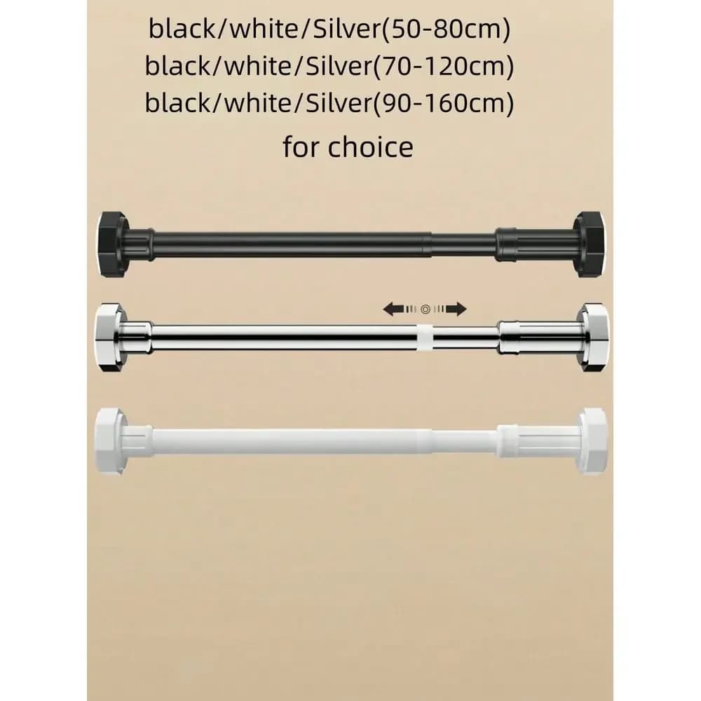 5080 70120 90160cm Adjustable Stainless Steel Closet Rod, Expandable Bathroom Towel Bar, Curtain Rod, Wardrobe Hanging Rod, Ret