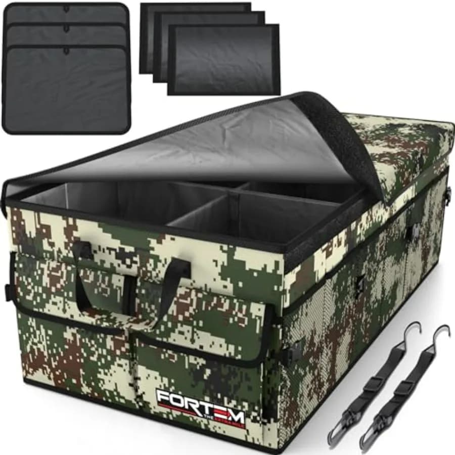 Organizer per Bagagliaio Auto SUV, Pieghevole, in Tessuto Oxford 600D, Fondo Antiscivolo, Cinghie, Copertura Morbida, 85L, Ideale per Donne e Uomini