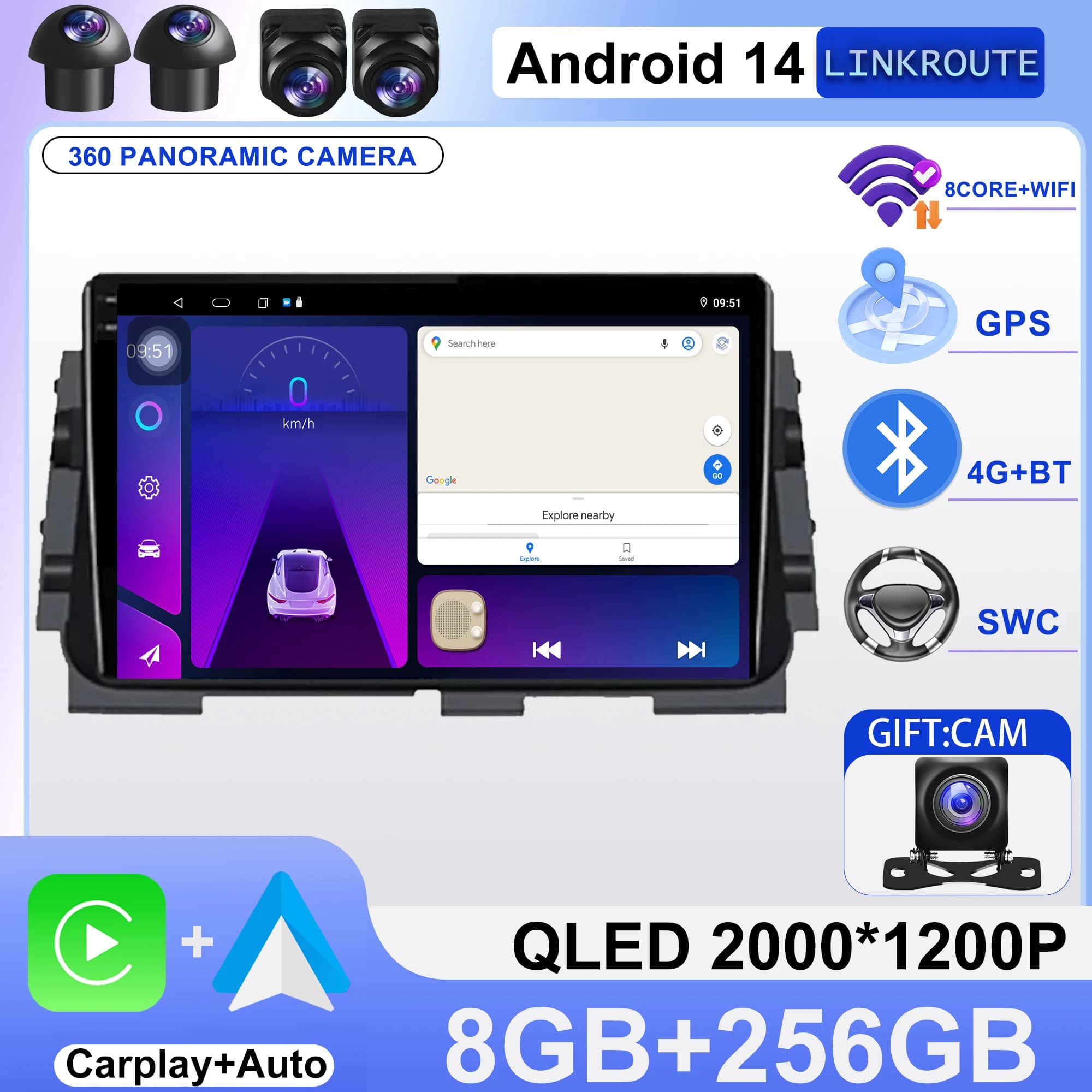 Android 14 Auto Carplay Car Radio For NISSAN MICRA KICKS 2017 2018 2019 4G+WIFI BT GPS Navigation Multimedia Video Player Stereo
