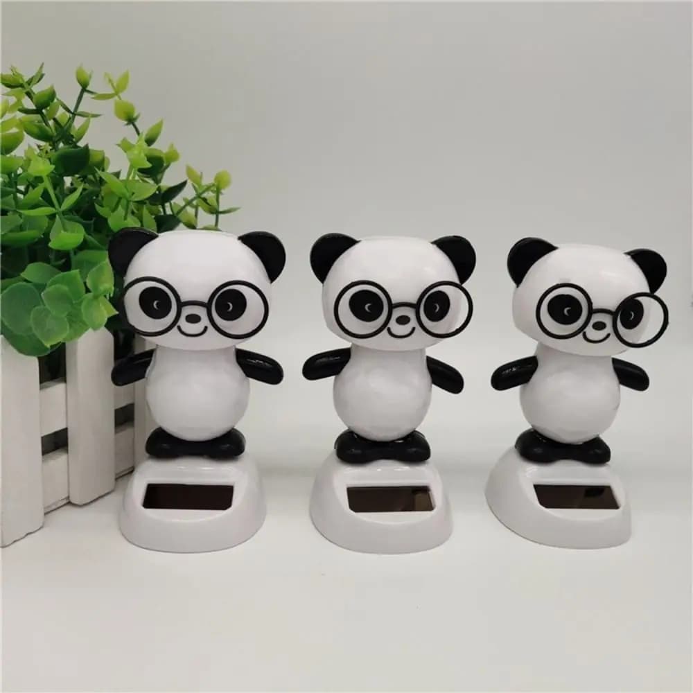 Panda a energia solare con occhiali testa automatica oscillante bambola Auto cruscotto ornamento regalo decorazione Auto ciondolo interno Auto