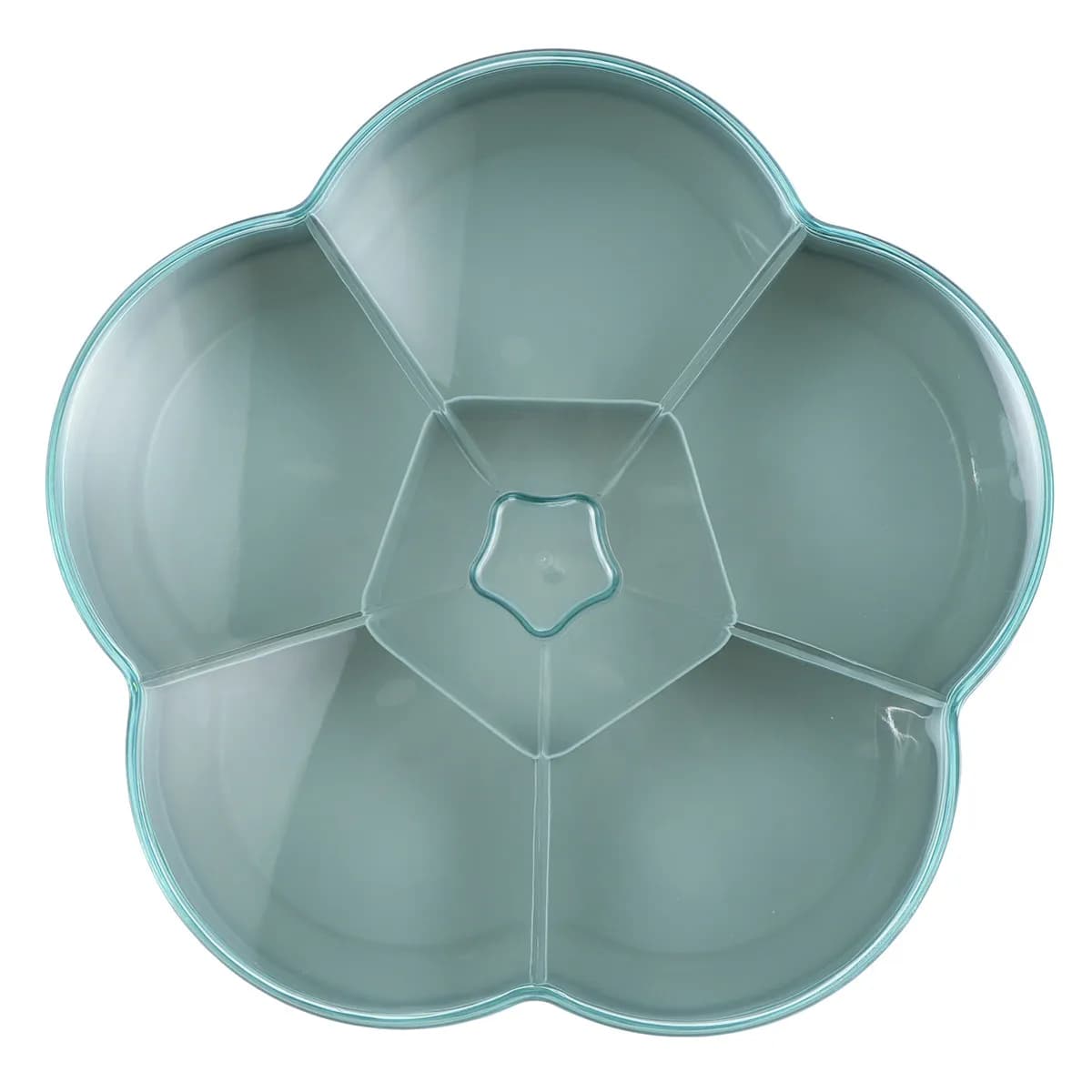 Scatola Verde Monostrato per Caramelle con Coperchio Trasparente, Contenitore per Snack, Piatto Diviso per Frutta Secca, Vassoio per Snack, Piatto per Noci e Caramelle, Contenitore a Forma di Fiore