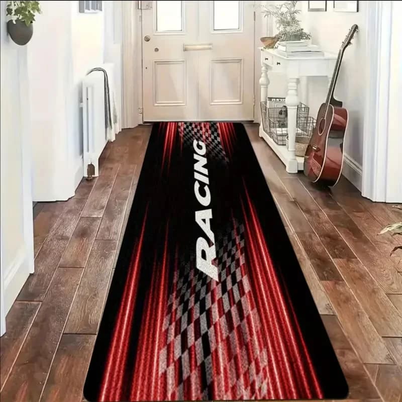 VIKAMA Tappeto con stampa 3D per moto, antiscivolo, facile da pulire, tappetino con motivo moto, per cucina, ingresso, garage, corridoio
