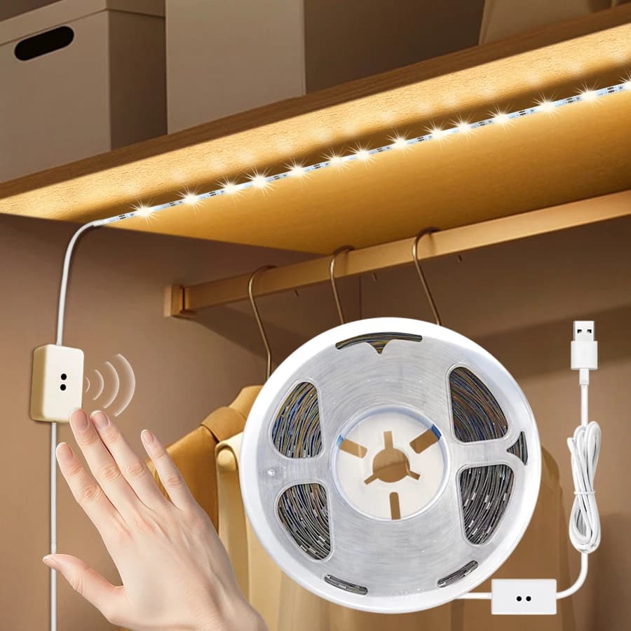 LED sotto l'armadio luce 1M-10M 5V USB striscia LED con sensore di movimento a scansione manuale interruttore cucina scale armadio comodino retroilluminazione