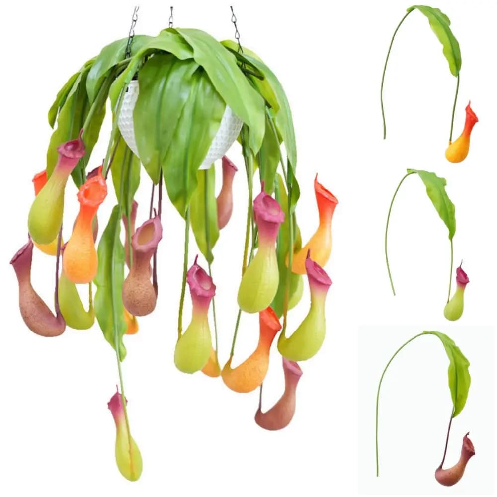Multicolor Artificial Pitcher Plants Greenery Accessories Green Leaves Hanging Green Plants Photo Props Faux Plant Wall Ornament