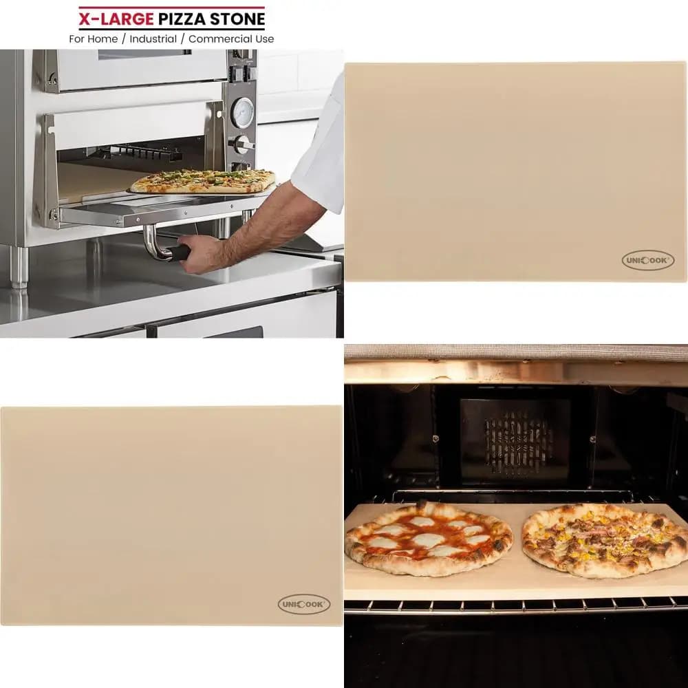 Pietra per Pizza Rettangolare Grande, 22x14 Pollici, Resistente agli Shock Termici, Perfetta per Cuocere Pizze Croccanti e Pane