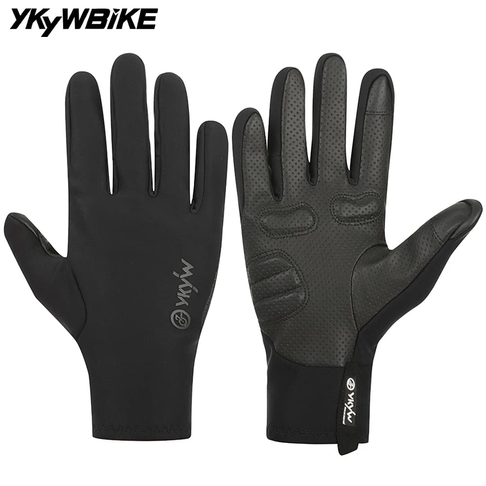YKYWBIKE Cycling Gloves Full finger 0-15 ° C Road Bike Gloves with touch screen waterproof winter hot fleece shock absorber MTB