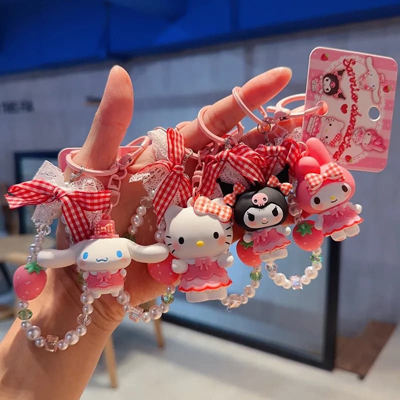 Portachiavi Autentico Sanrio HelloKitty Cinnamoroll MY MELODY KUROMI, Bambola Fatta a Mano, Ciondolo per Zaino, Giocattolo per Bambini, Regalo di Compleanno