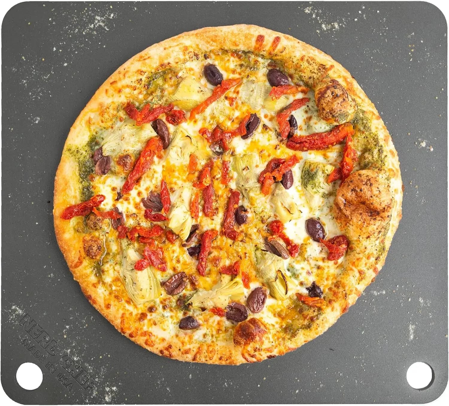 NerdChef Steel Stone - Pietra per Pizza ad Alte Prestazioni | Prodotto negli Stati Uniti (14,5" x 16") - (.375" di spessore - Pro)