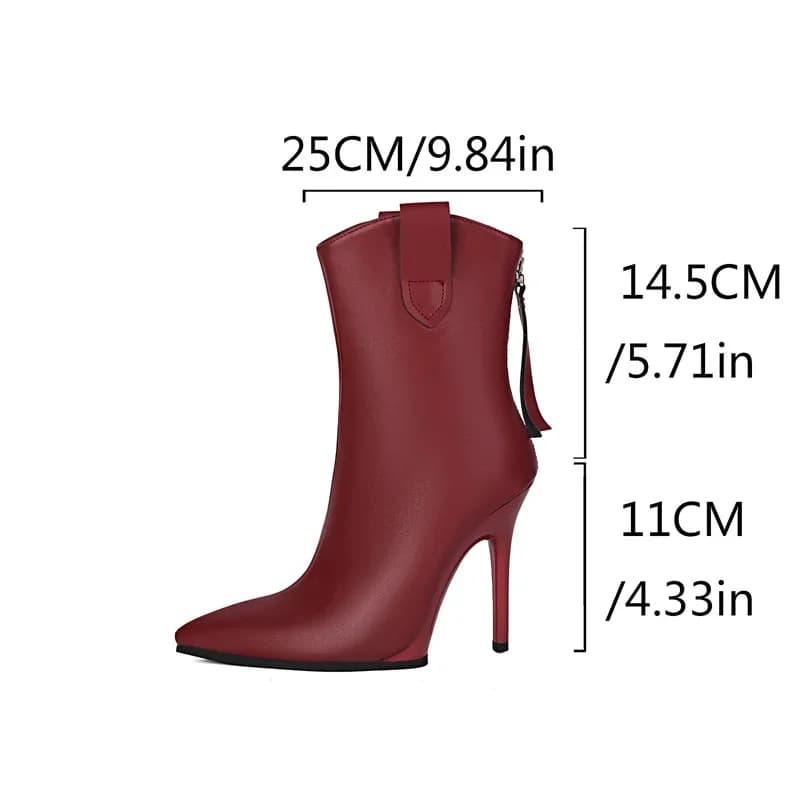 YMECHIC 2026 Pu Pelle Punta a punta Tacchi alti Design maturo Sexy Inverno Scarpe da donna Abito da festa Stivaletti da sposa Donna
