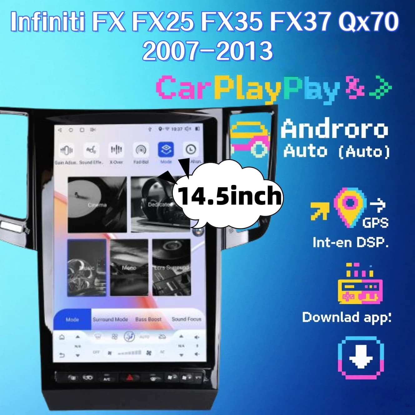 14.5"Android14Car Radio For Infiniti G25 G35 G37 G37S QX50 QX70 GPS Navigation Media Player Audio Stereo DSP carplay Multimedia