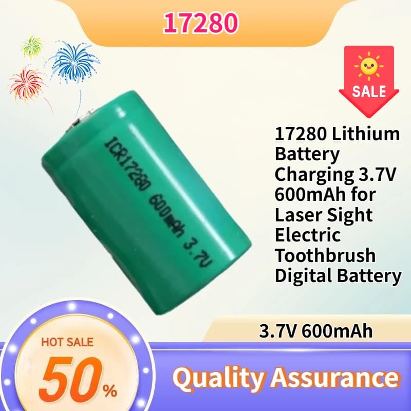 Batteria al Litio 17280 3.7V 600mAh per Puntatore Laser, Spazzolino Elettrico, Batteria Digitale ICR17280