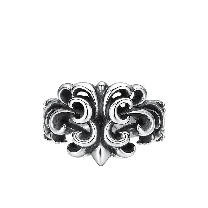 Wholesale 925 sterling silver ring hip hop rock boat anchor men and women open ring Thai silver retro personality ornament