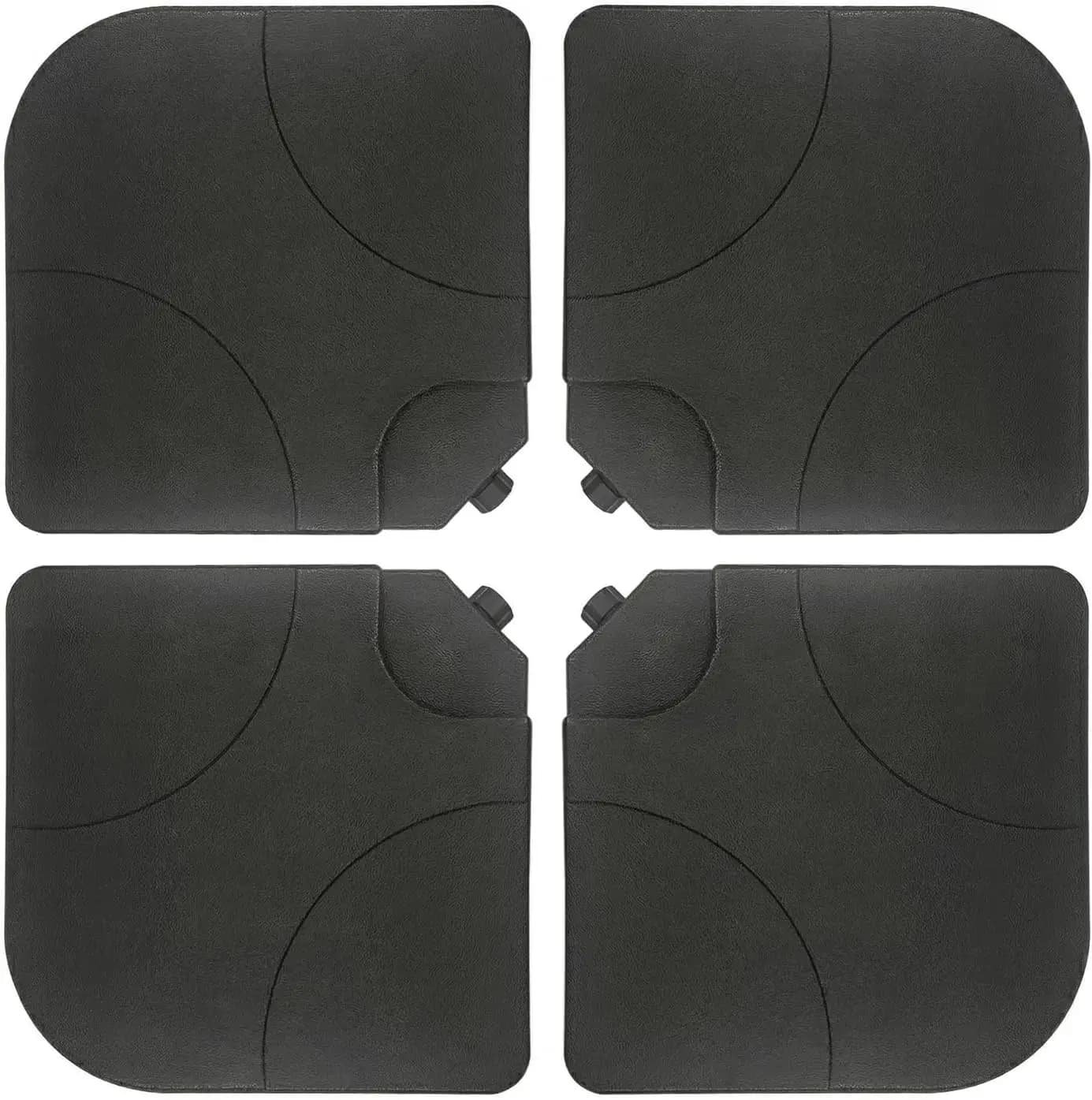 4 Piece Heavy Duty Patio Umbrella Base Water Sand Filled Weight Base Plate Holder Stand For Outdoor Cantilever Offset Sun Umbrella Deck Poolside Lawn Garden Backyard Black