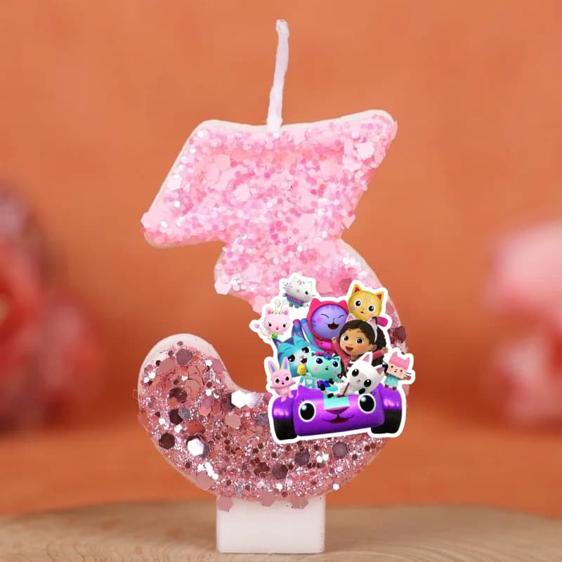 Number 0-9 Anime 3D Cute Gabbys Dollhouse Candle Children's Birthday Party Birthday Cake Candles Baby Shower Party Gifts