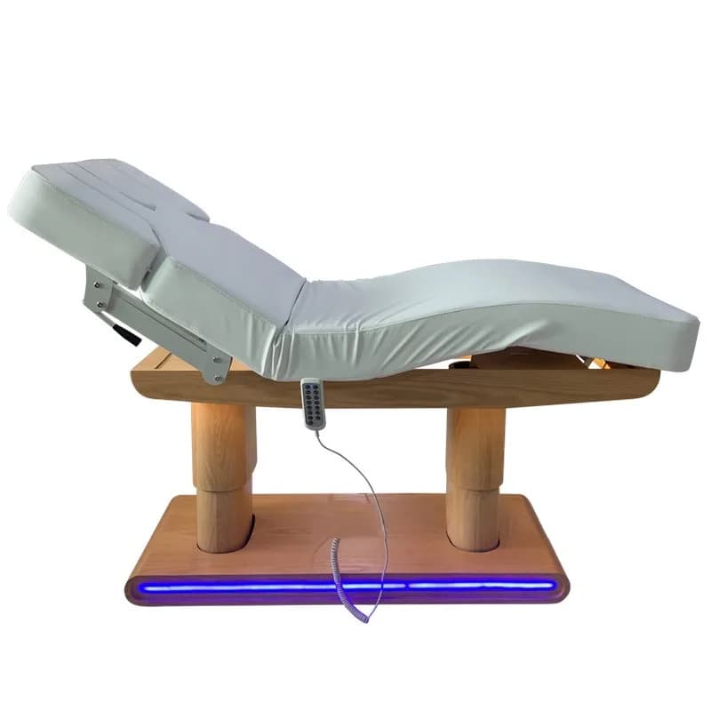 Luxury Wooden Foundation Spa Massage Facial Table 4 Motor Electric with Light Emitting Diode