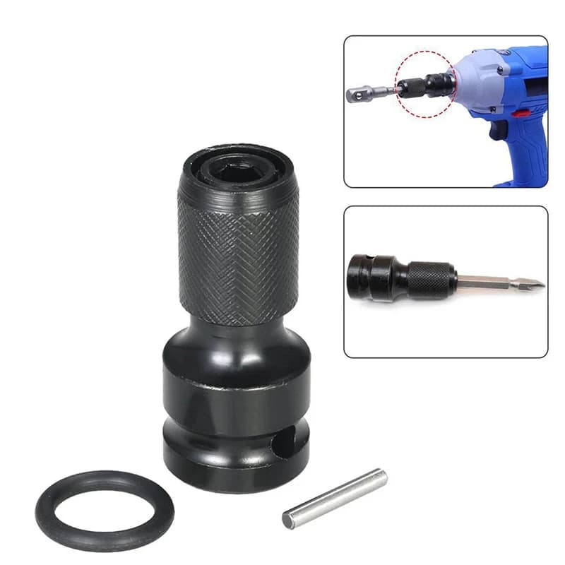 Universal Adaptive Wrench Adapter 1/2 Drive for Impact Wrench to 1/4 Female Hex Adapter Quick Release Telescopic Converter Tool