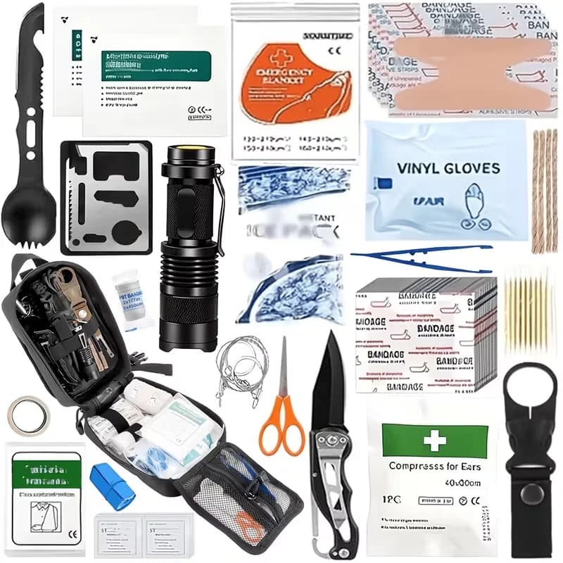 255-Piece Survival Emergency Kit with MOLLE System Compatible Backpack And Emergency Tent Ideal for Earthquakes Outdoor Adventure Hiking Hunting Unisex Emergency Gift