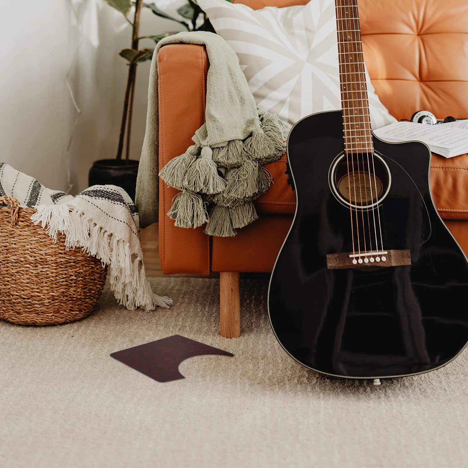 Battipenna per Chitarra Acustica Grande in PVC, Protezione Antigraffio Adesiva Nera per Chitarra Classica e Folk