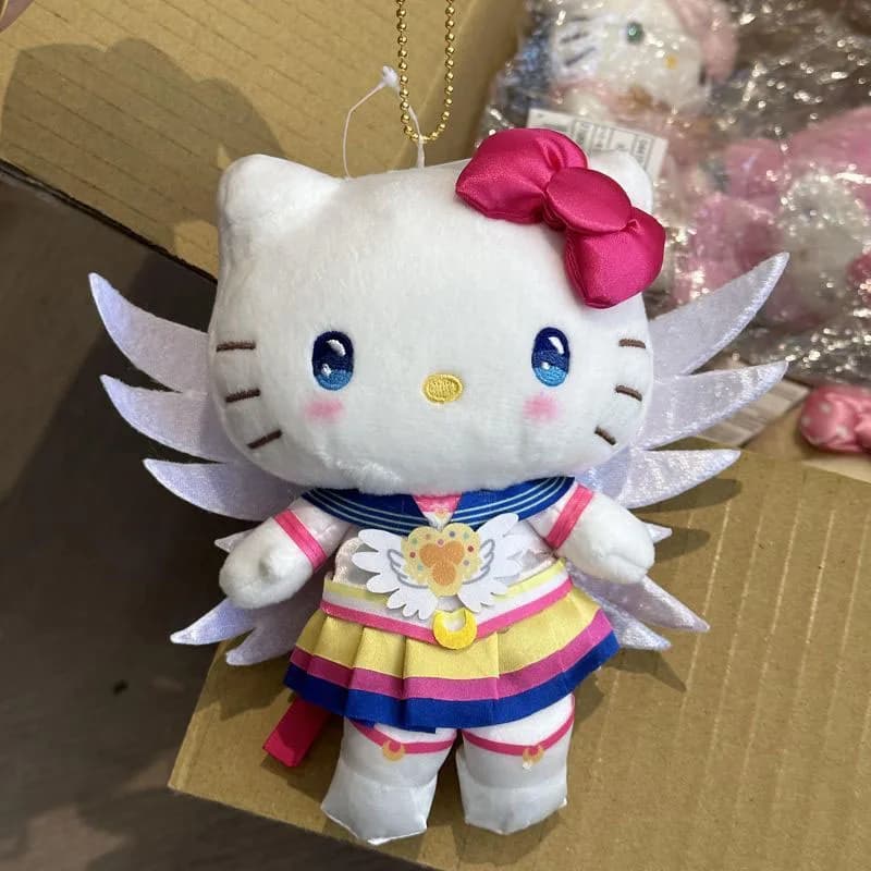 Cute Hello Kitty Plush Keychain Creative Cartoon KT Cat Cosplay Series Stuffed Toys Fashion Backpack Doll Pendant Perfect Gifts