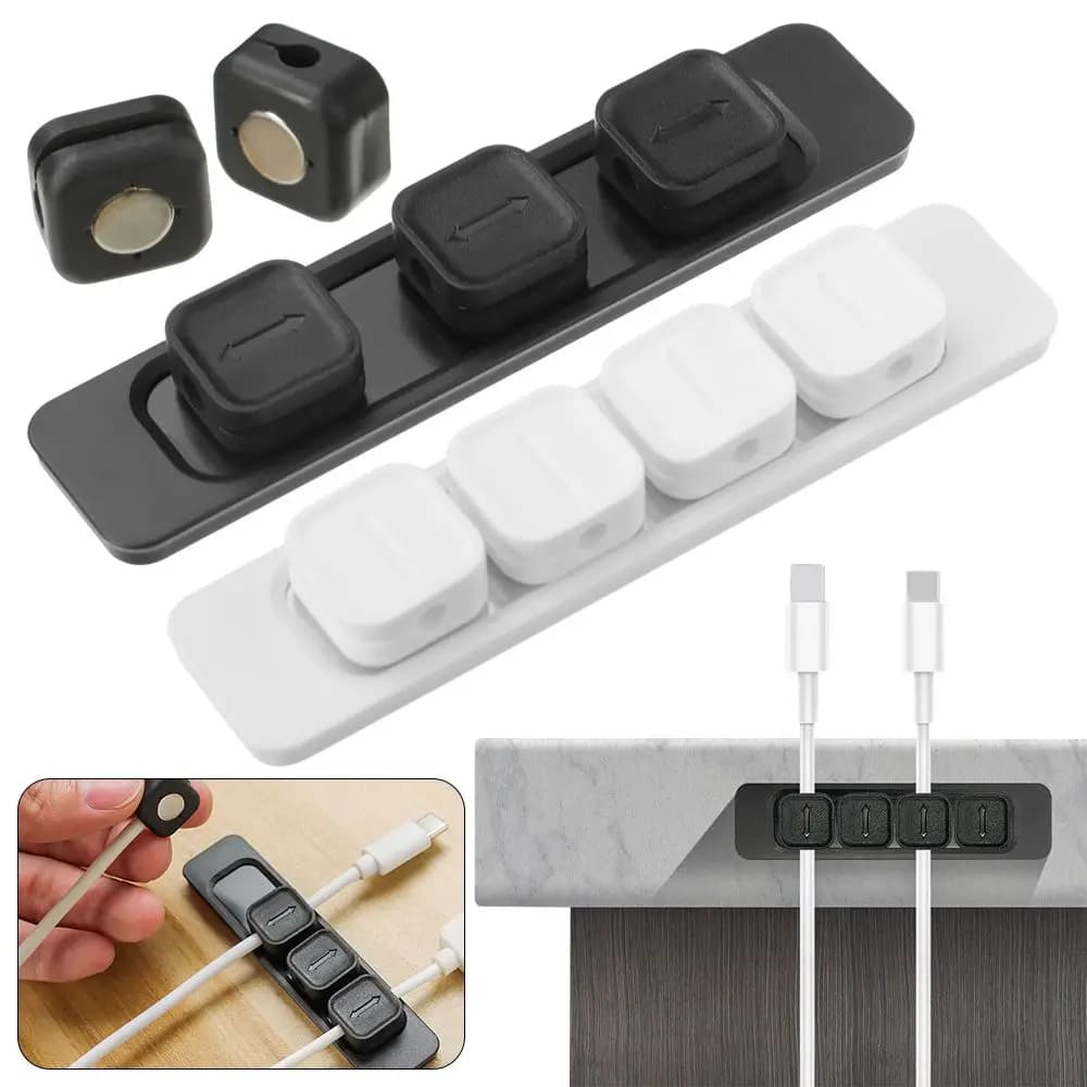 Disposizione magnetica autoadesiva da tavolo Organizzatore di cavi per caricabatterie USB Supporto per cavi USB Gestione dei cavi Organizzatore di cavi per mouse