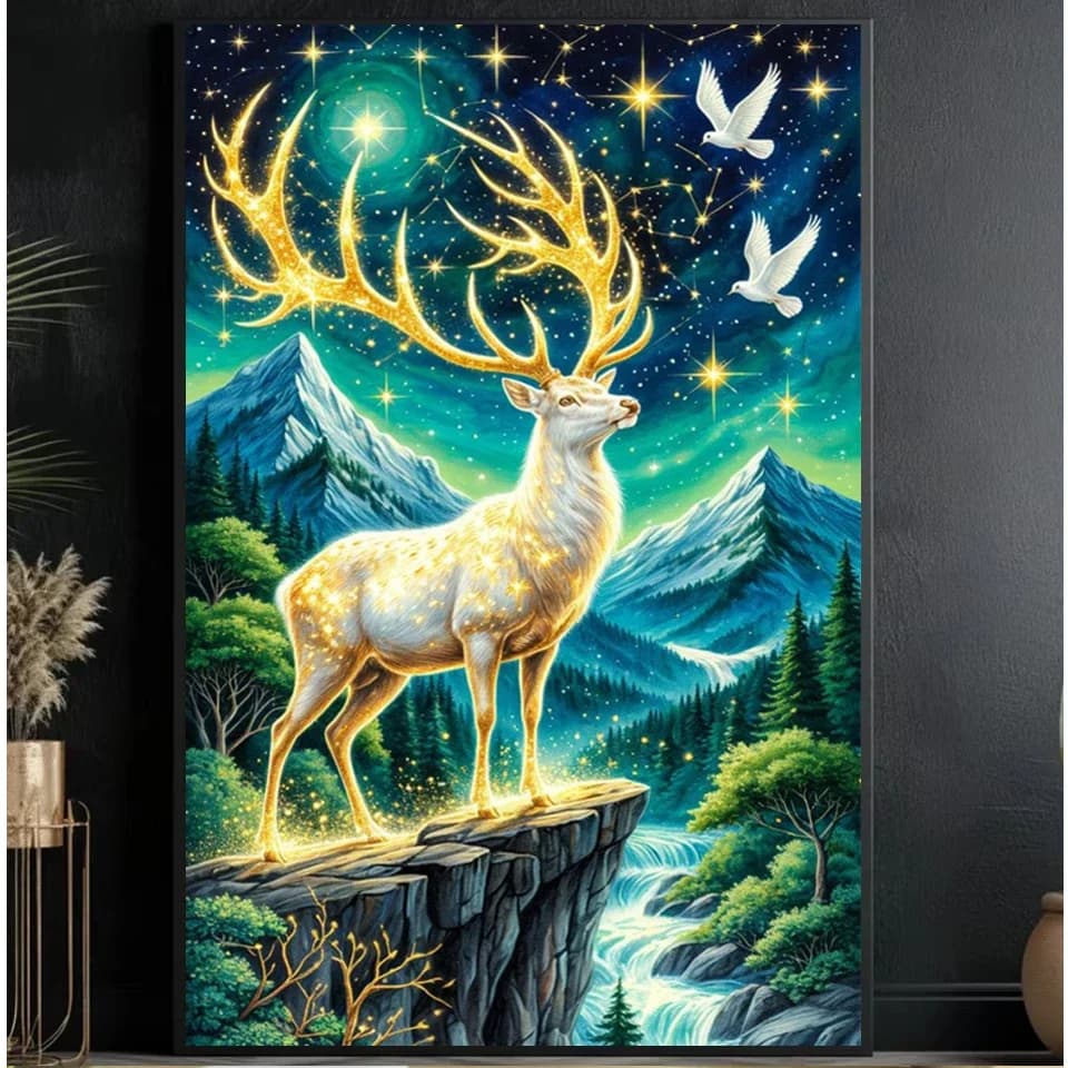 New Arrival Diamond Painting Art Dreamy Gold Elk Full Diamond Mosaic Embroidery Kit 5D Rhinestone Deer Cross Stitch Home Decor