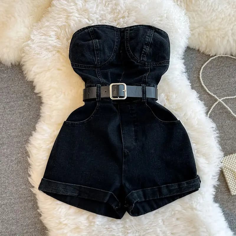 Women's Summer Pagliaccetti Jeans Jumpsuit with shoulders discoveries 2022 Coached Casual Denim Pagliaccetti Women's Jumpsuit Women's wide Leg Casual Denim Tute