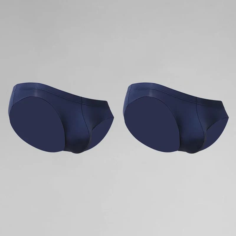 2PCS Men's summer sexual underwear: Ice silk low-waisted triangular underpants, ultra-thin breathable shorts