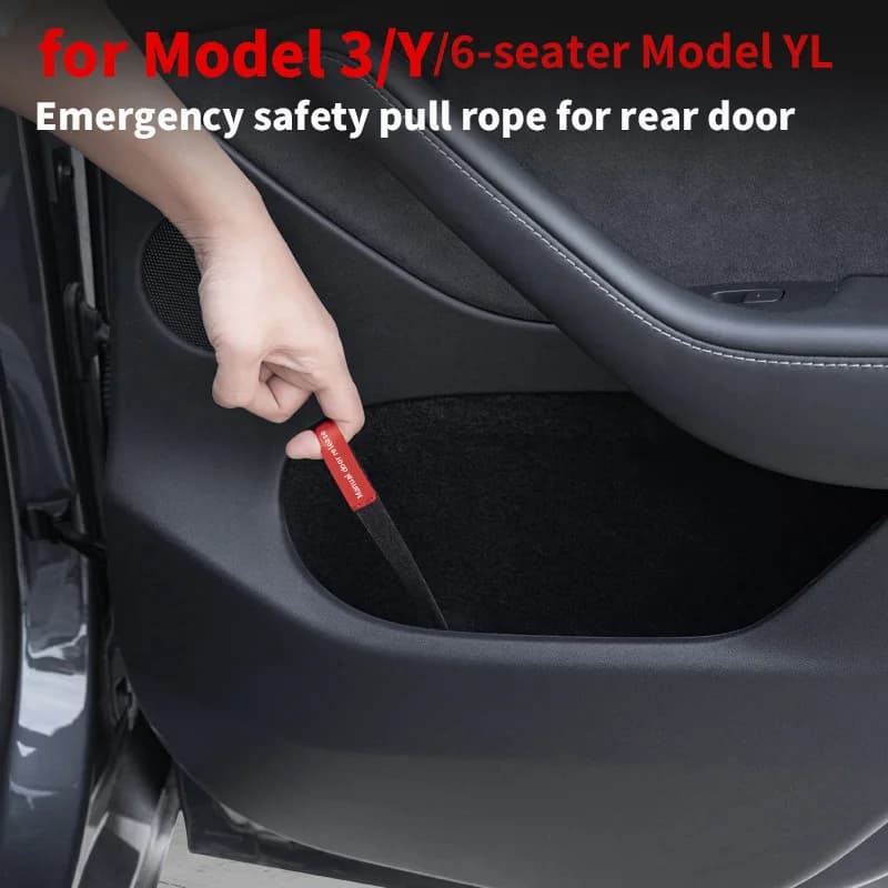 per Tesla Model Y/3 corda di sicurezza di emergenza per porta posteriore, maniglia ausiliaria per interruttore di emergenza per porta, corda di trazione estesa, 2 pezzi