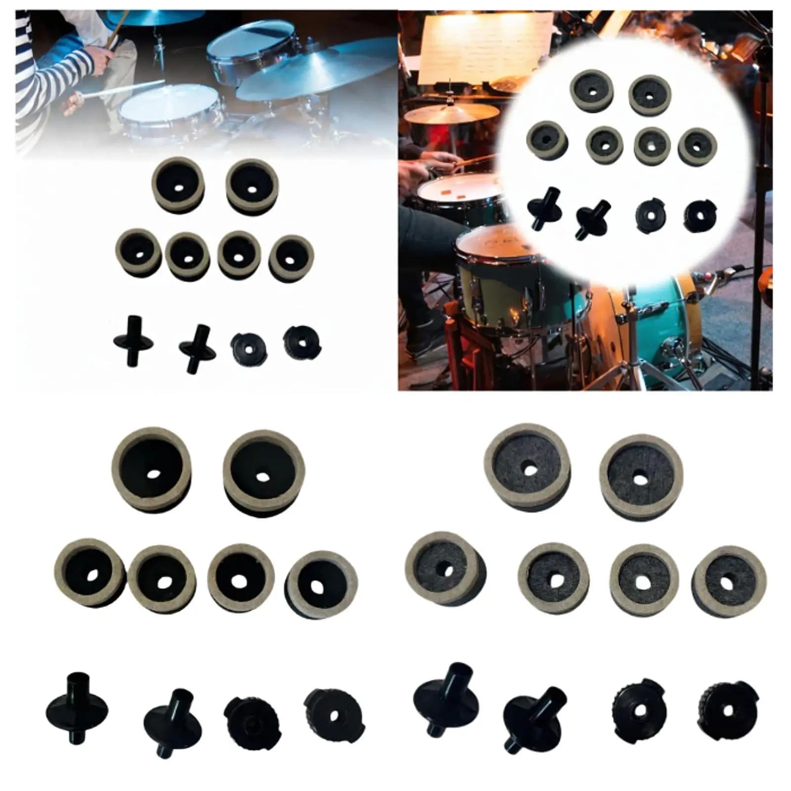 Percussion Cymbal Felt Pads Washer Kit Drum Accessory Set Quick Installation Stand Felts for Drum System