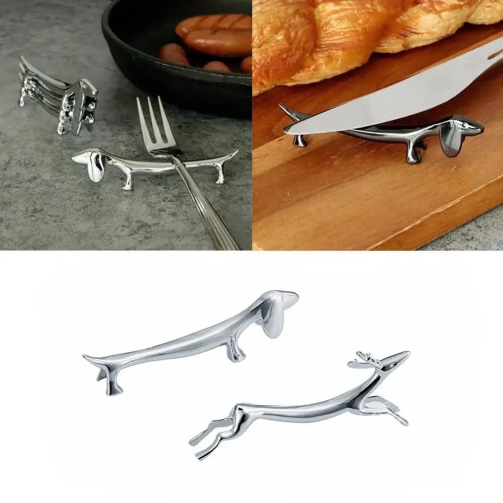 Forniture per la tavola Supporto per staffa per posate in lega di zinco Supporto per posate in argento a forma di fulvo/pagnolino Portaposate per stoviglie carino