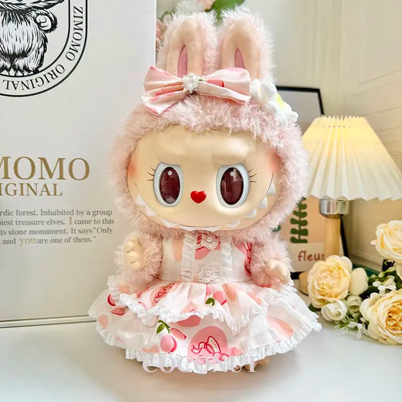 Vestiti per Bambole da 38 cm Compatibili con Labubu, Abito da Principessa con Motivo Carino, Accessori Decorativi per Bambole