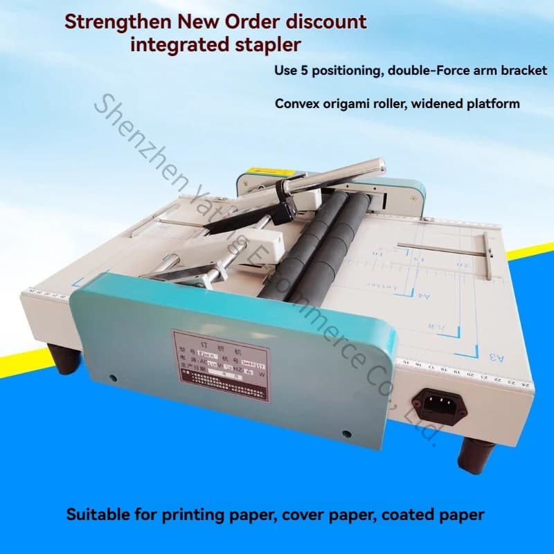 Electric Binding Machine A3 Folding Horse Riding Nail Stapler A4 Book Middle Seam Binding Integrated Double Head Binding Machine