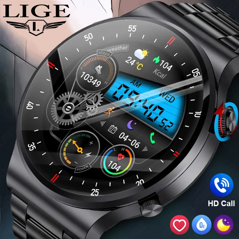 LIGE Bluetooth Call Smart Watch Sport Fitness bracciale impermeabile Blood Oxygen Monitor Ultimate Smart Watch Men per Android IOS