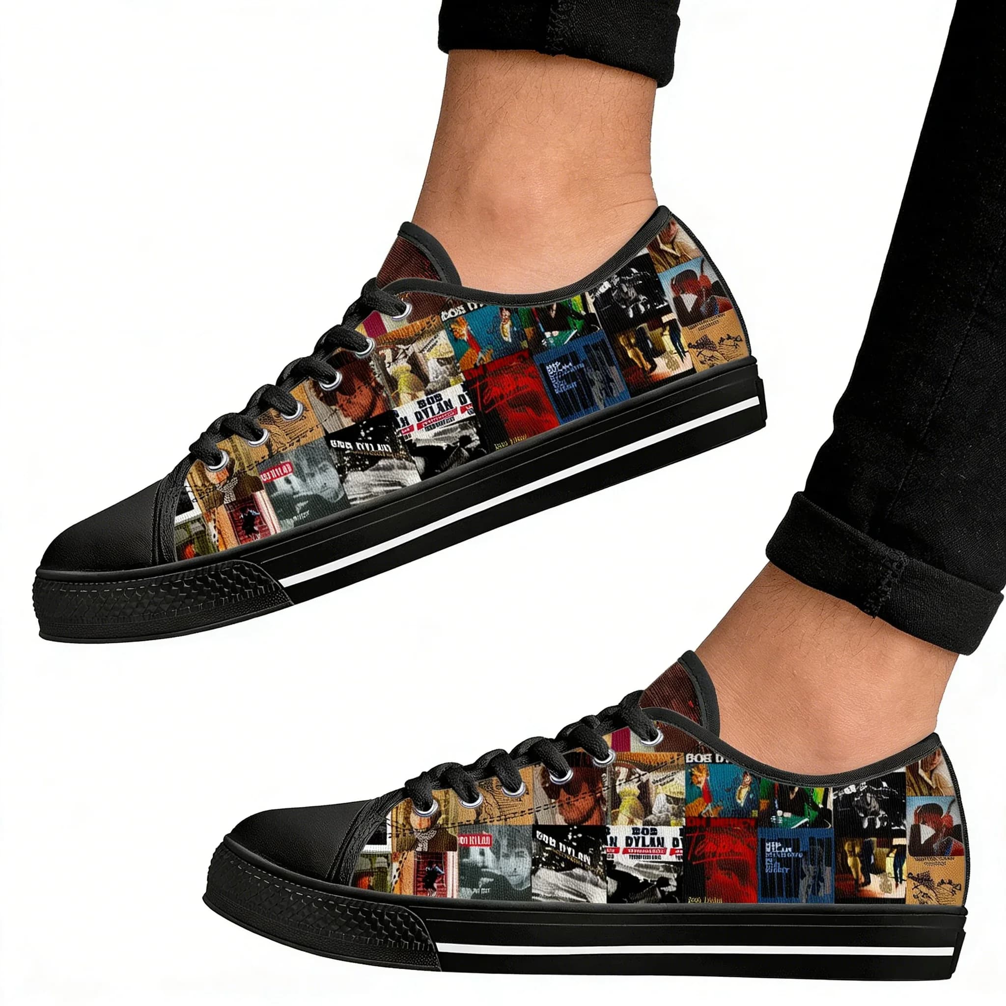 Bob Dylan Custom Canvas Sneakers, Rock Singer Art Low Top Couple Shoes for Men Women Teenagers