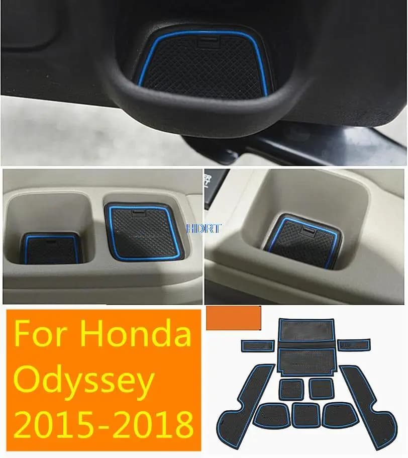 Rubber mat for Honda Odyssey 2015 2016 2017 2018 interior anti-slip mat door Slot Pad cup cushion Groove Mat car accessories