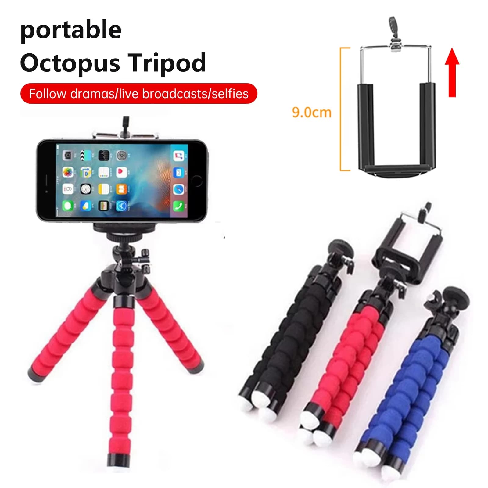 Phone Tripod Stand with Bluetooth Remote Non Slip Clip for Smartphone Camera Travel Camping Selfie Holder New