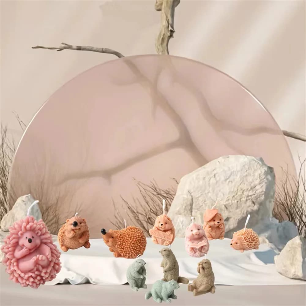 Marmot Hedgehog Silicone Candle Mold Cute Animal Aromatherapy Candle Making Mould For Desk Ornaments Home Decorations Casting