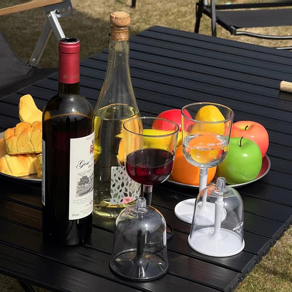 Bicchieri da Vino in Resina Pieghevoli, Resistenti alle Cadute, Smontabili, da Viaggio, Infrangibili, Riutilizzabili per Casa, Ristoranti, Feste