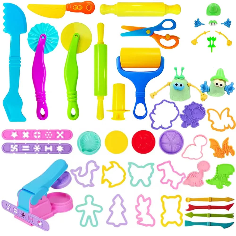 Kit di Attrezzi per Pasta Modellabile per Bambini, 4-45 Pezzi, Vari Stampi a Forma di Animali, Formine a Conchiglia Marina, Mattarelli, Stampi per Plastilina, Accessori per Argilla