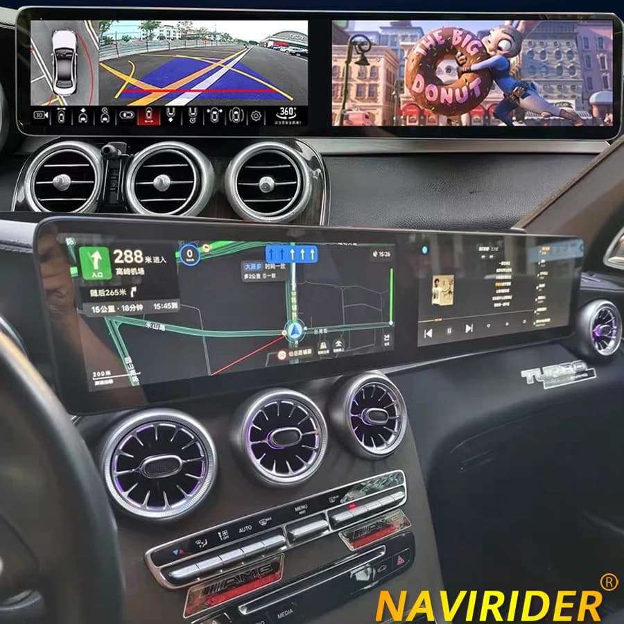 For Benz C GLC NTG 5.0 5.5 6.0 2016-2022 GPS Car Multimedia Video Player Upgraded Interactive Dual Screen Android 13 CarPlay