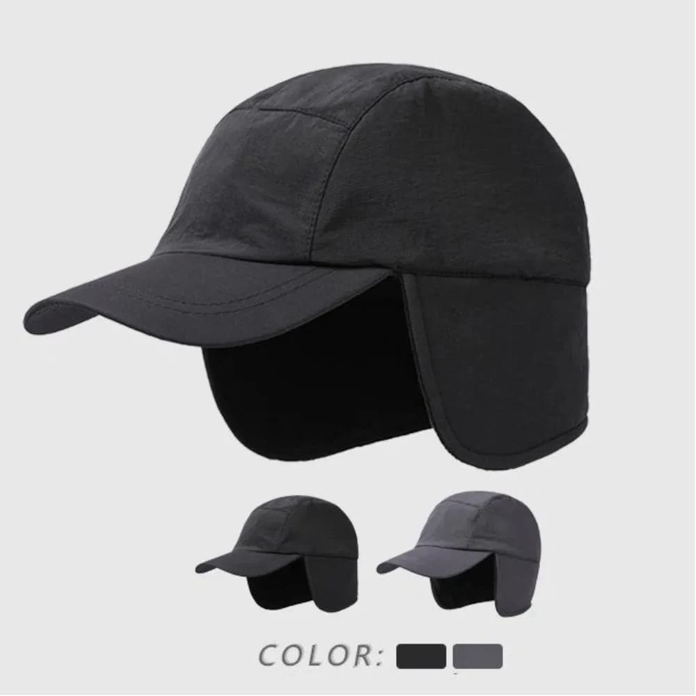 Casual Polar Fleece Winter Baseball Cap Thick Waterproof Earmuffs Hat Cold Weather with Ear Flaps Men's Hat Winter