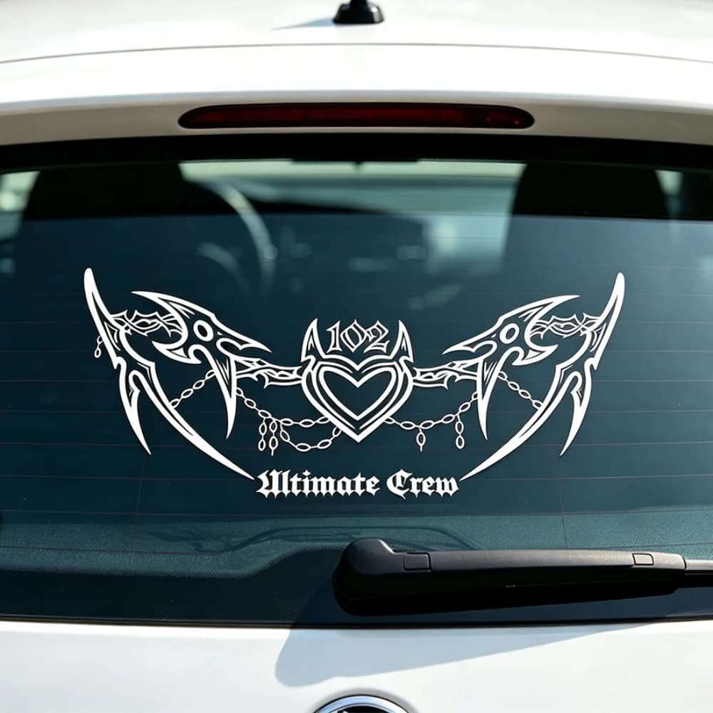 1 PCS Lock Chain Love Chained-Love Car Decal - Thorn Heart - Lock Chain - Sharp Spike Demon Wings - Gothic
