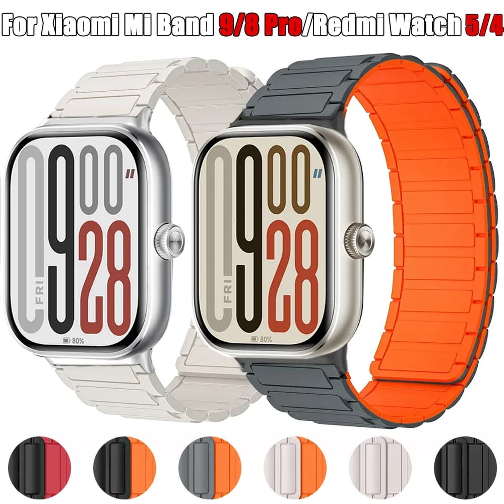Magnetic Loop Watchband For Redmi Watch 5 4 Soft Silicone Strap Bracelet For Xiaomi Mi Band 9 Pro/8 Pro Sports Wrist Belt Correa