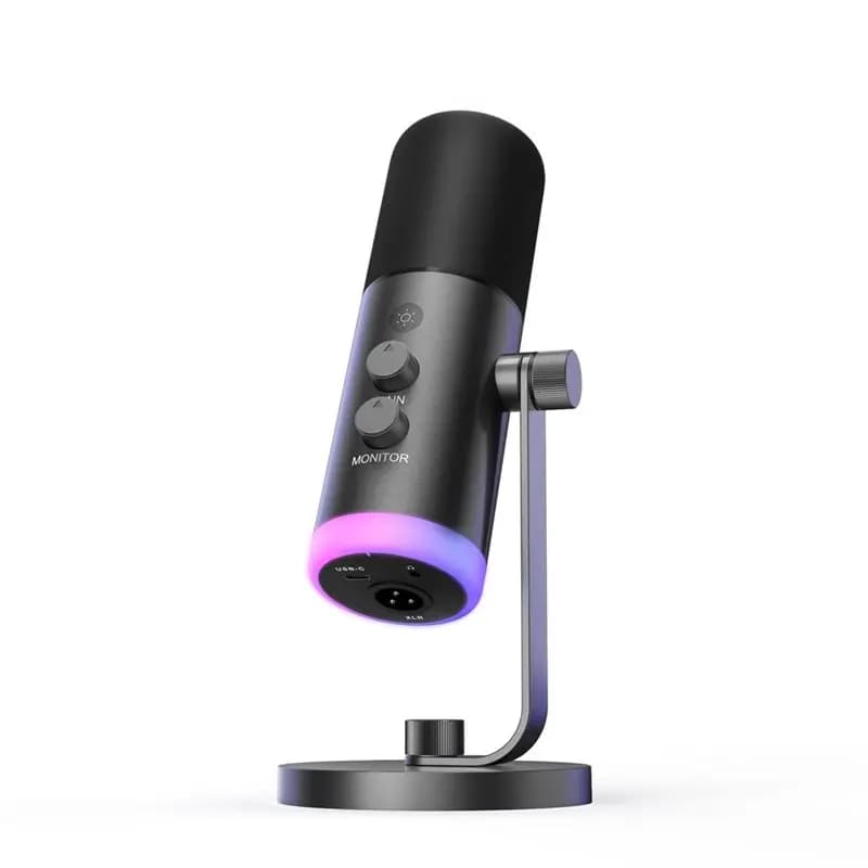 Microfono Dinamico USB RGB ABGI-XLR con Supporto per Podcasting - Mute Touch, Riduzione del Rumore, Ideale per Registrazione e Streaming