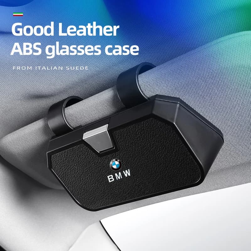 Auto Logo Custodia per occhiali Visiera parasole Occhiali da sole Scatola organizzatore di carte per BMW X1 X2 X3 X5 X6 X7 M3 M4 F15 F25 F30 E36 E39 E46 E87 E90