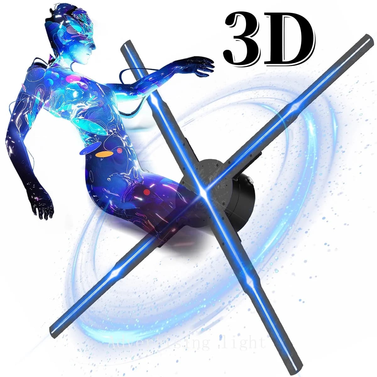 Proiettore ologramma ventola 3D 42-65 cm Display Wifi Luce pubblicitaria Segnale LED Lampada olografica Lampada per proiettori tridimensionali