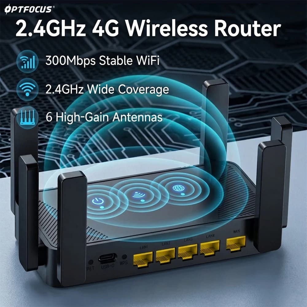 300Mbps Wireless Router 2.4G WiFi Repeater with 6 High Gain Antennas Long Range Signal Amplifier Network for Home