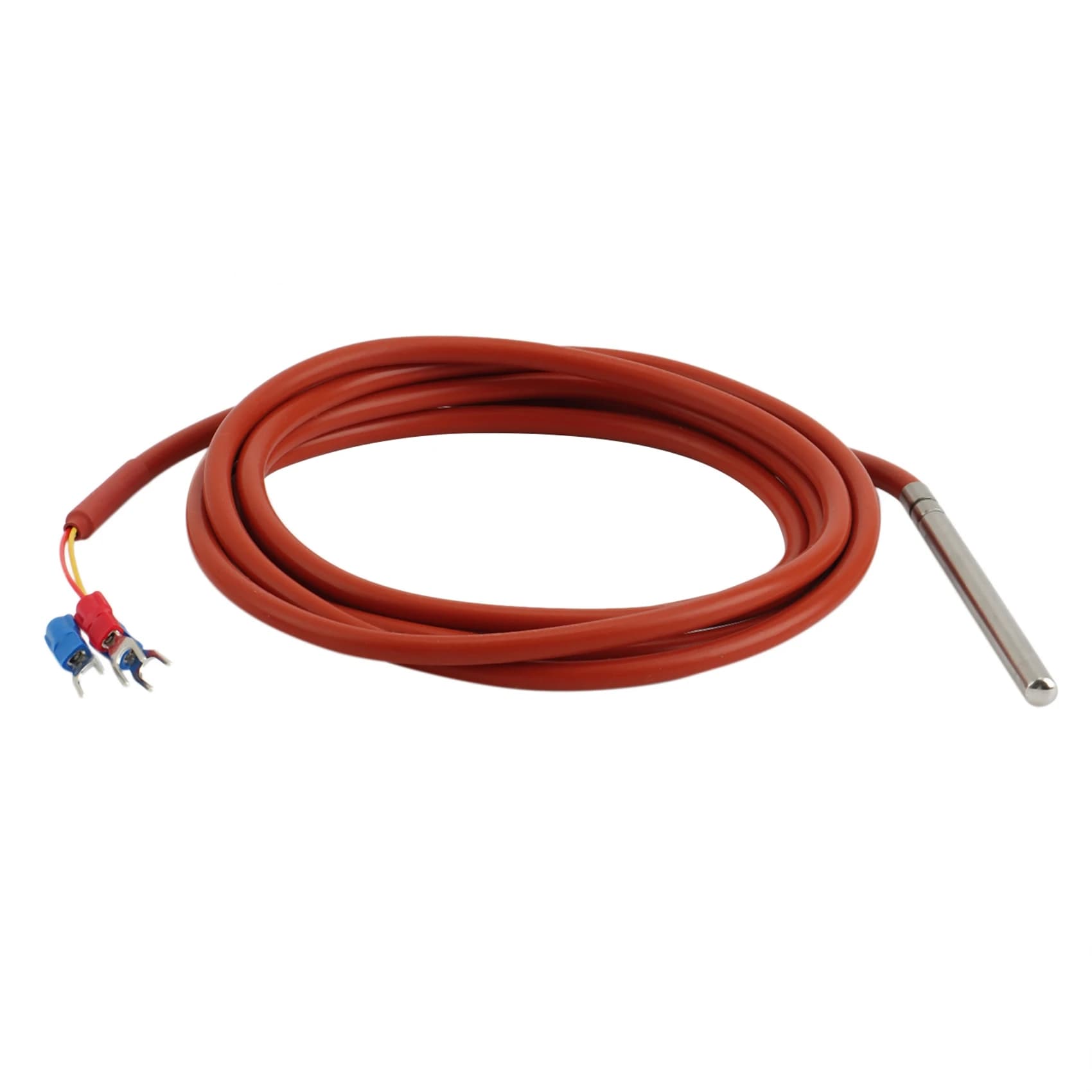N729R-PT100 Sensore di temperatura RTD 6mmx80mm Classe B 2M Cavo rivestito in gel di silicone Resistenza Pt 100 Acciaio inossidabile